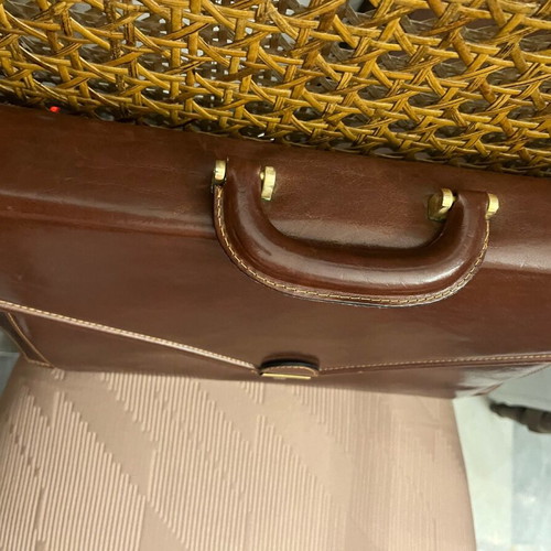 Ted Lepidus leather briefcase brown new unused