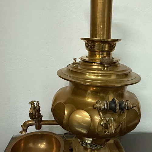 Antique Russian brass samovar 1870 used