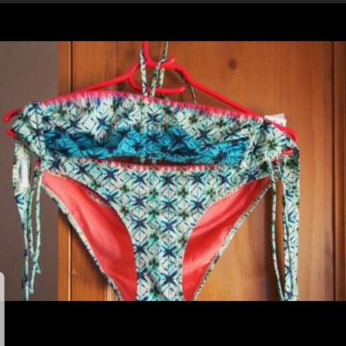 Benetton tie dye crochet swimsuit new, multicolor turquoise