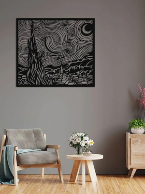 Метален стенен панел Van Gogh Звездна нощ