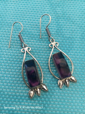 Retro silver 925 earrings with amethyst stone like new