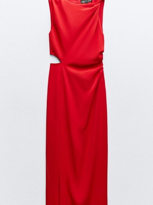 Zara cut out dress with ruching new, size M, red