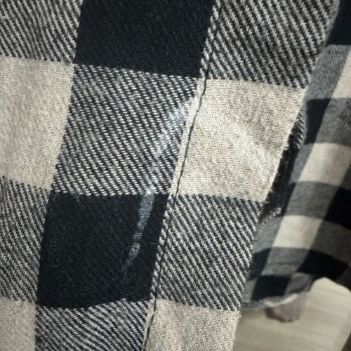 Checked shirt used, black and beige with defect