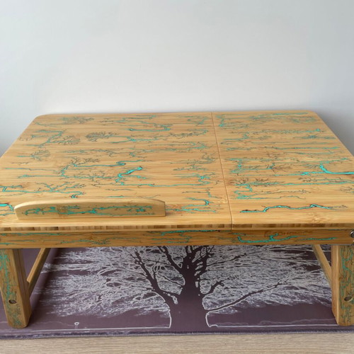 Handmade Bamboo Laptop Table with Lichtenberg Art and Magnetic Upgrade new