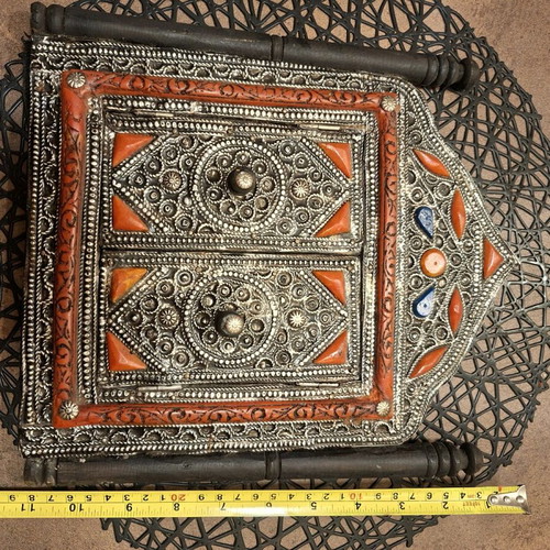 Vintage Moroccan Hand Crafted Silver Mirror used