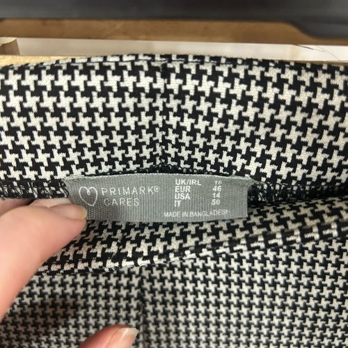 Primark black and white houndstooth trousers, size 46