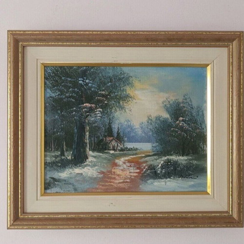 Oil painting used, signed, framed 38x33 cm