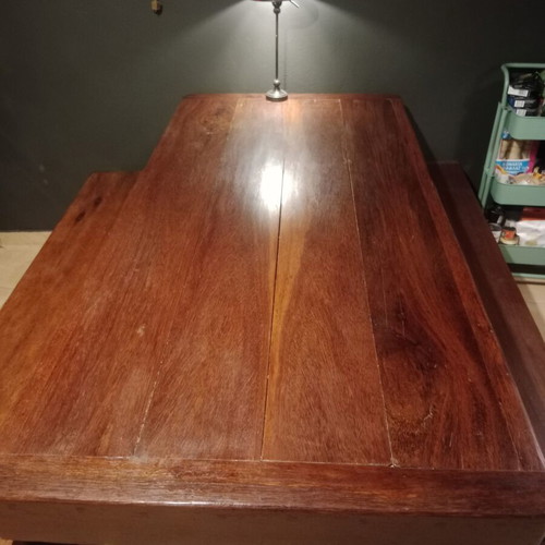 Monastic table with benches like new, 1.85x0.99m, 11cm thick
