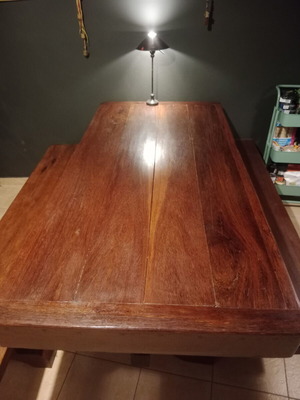 Monastic table with benches like new, 1.85x0.99m, 11cm thick