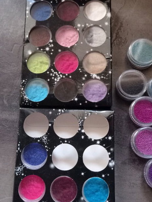 Nail art caviar pearls and powder like new, set of 28 jars