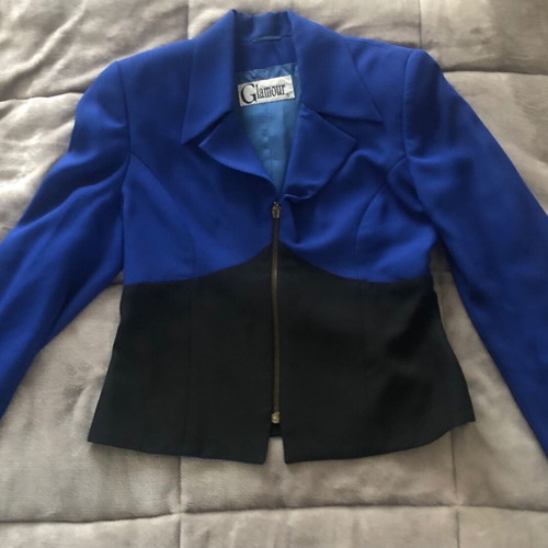 Women's short jacket used, black and blue, size S
