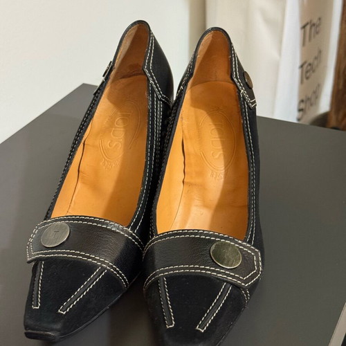 Tod’s pumps used, leather, size 38, black block heel