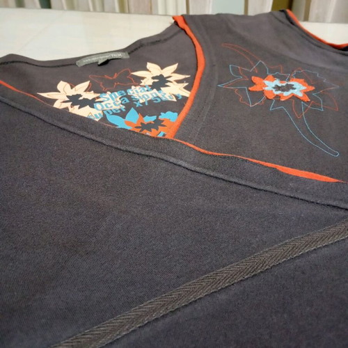 Cotton Stretch Women's Blouse Brown with Orange, like new, size L