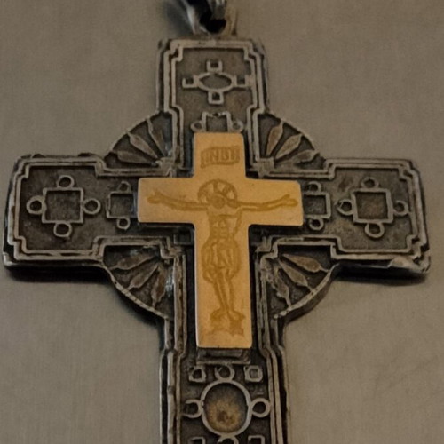 Silver-gold cross 950 and 585 handmade from Mount Athos, like new