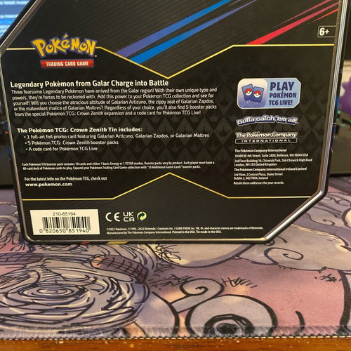 Pokémon Crown Zenith tin new, empty
