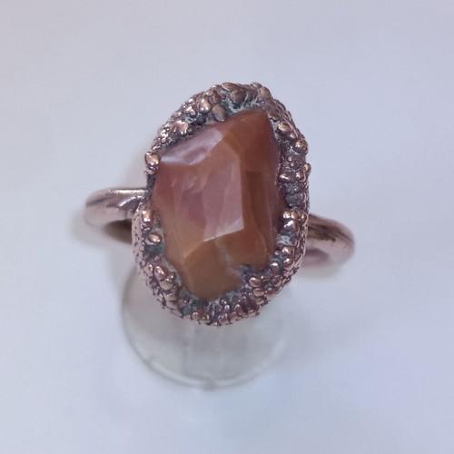Copper ring with agate stone size 55 like new