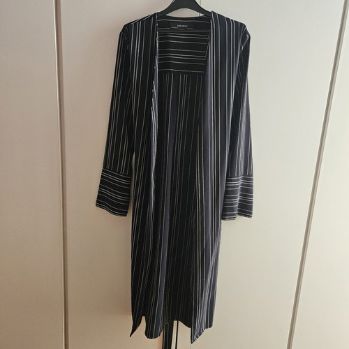 Zara Basic μακρύ ριγέ κιμονό ζακέτα, μαύρο με λευκές ρίγες