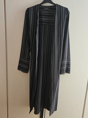 Zara Basic μακρύ ριγέ κιμονό ζακέτα, μαύρο με λευκές ρίγες