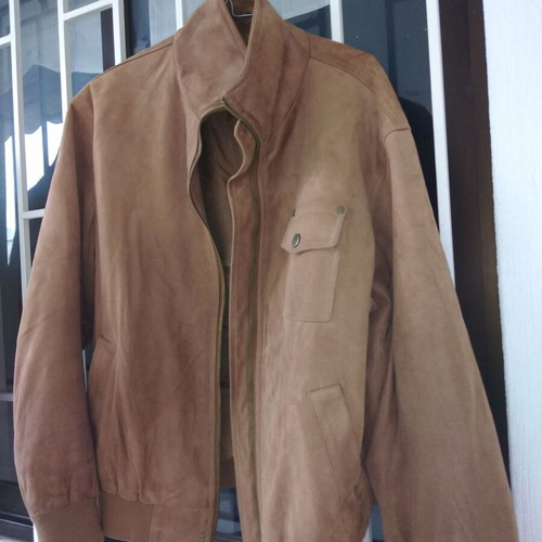 Beige Italian jacket used, plasticized leather