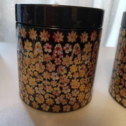 Set of 2 Hand-Decorated Spice Jars New