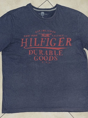 Tommy Hilfiger T-Shirt Navy Melange vintage logo print size L like new