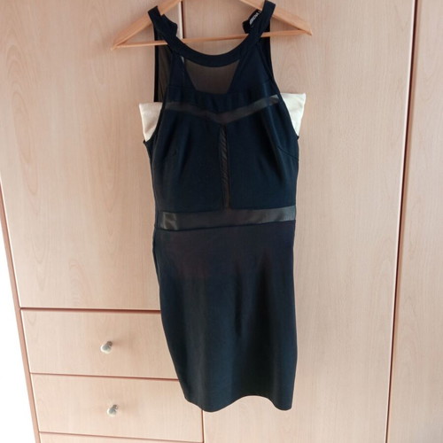 Morena Spain Black Evening Midi Dress with Mesh Details size L like new