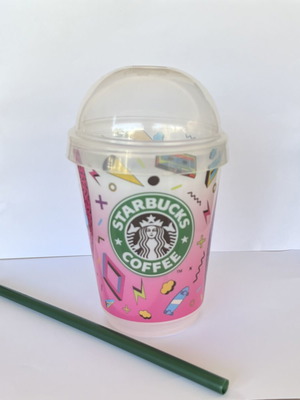 Starbucks Reusable Cold Birthday Cup 473ml like new, retro pink design