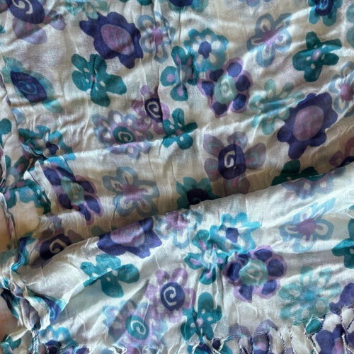 Basmína scarf like new, blue floral viscose and cotton