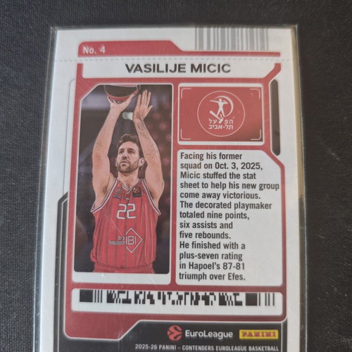 Vasilije Micic Panini Euroleague Contenders 2025/2026 card 186/299