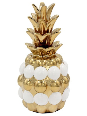 Ceramic decorative pineapple white gold new, Φ13x26 cm