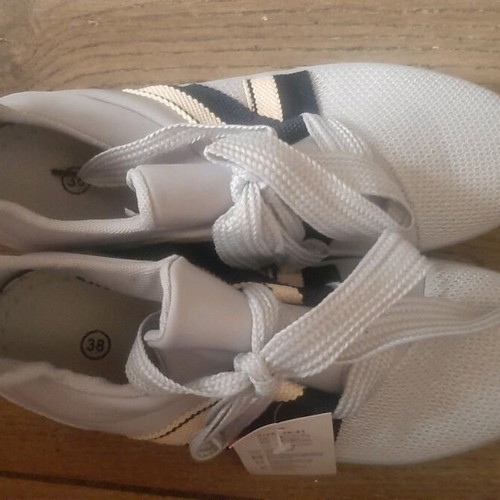 Sneakers silver shoes new, smaller fit than size 38