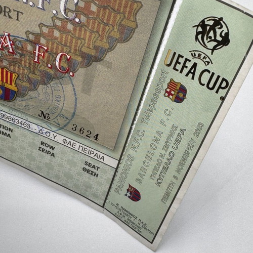 Panionios Barcelona UEFA Cup 2003 ticket used (uncut)