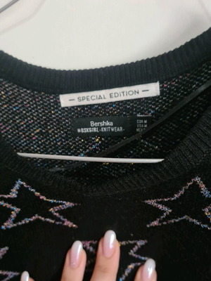 Bershka blouse size M like new, black with stars
