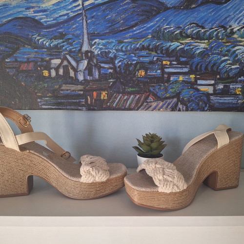 Beige platform sandals new, summer style
