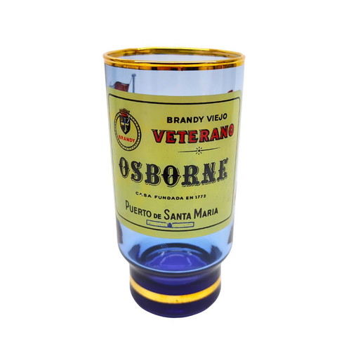 Set of 5 Osborne Veterano Brandy Viejo cognac/vermouth glasses used, vintage 1960