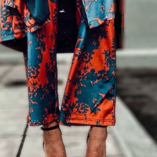 Abstracto set με kimono-pants σαν καινούργιο, πορτοκαλί και μπλε