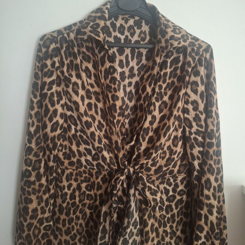 Shein animal print women's wrap top, black and brown