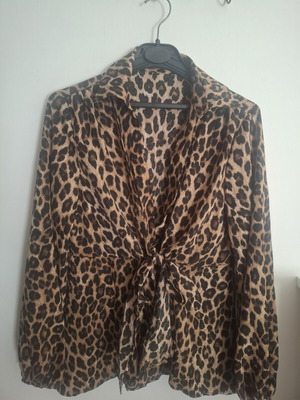 Shein animal print women's wrap top, black and brown