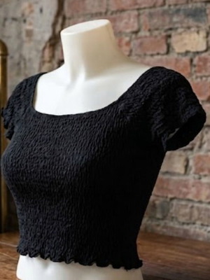 Дамски топ Tally Weijl размер M като нов, черен със смок ефект