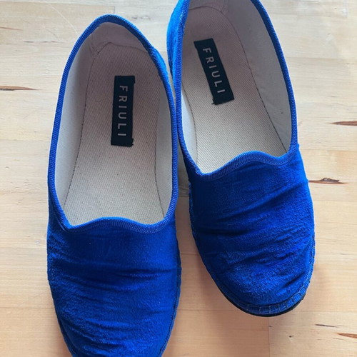 Friuli blue velour ballerinas used, size 36