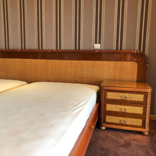 Bedroom set used with two single beds, nightstands and dressing table