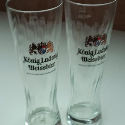 Konig Ludwig Weissbier beer glasses set of 2 new