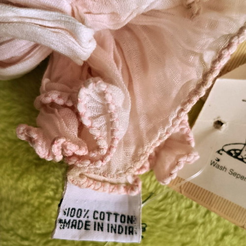 Crinkle Pareo Palme scarf new, pink and white cotton