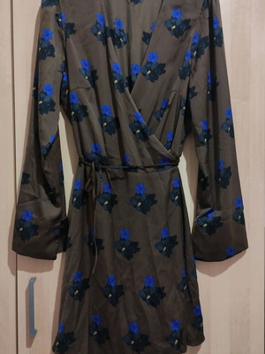 Mango mini dress new, blue and brown, size L