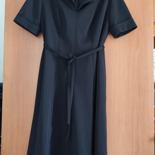 Vintage black midi dress with belt, like new