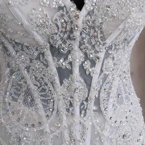 Wedding bustier embroidered with stones, strass and Swarovski, new