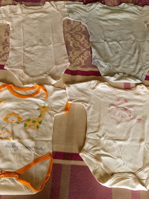 Set of 4 baby bodysuits used, 3-6 months, cotton