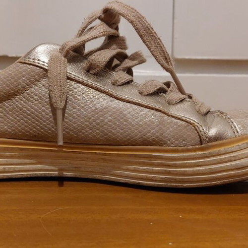 S. Oliver sneakers used, gold beige, snake skin effect, size 38