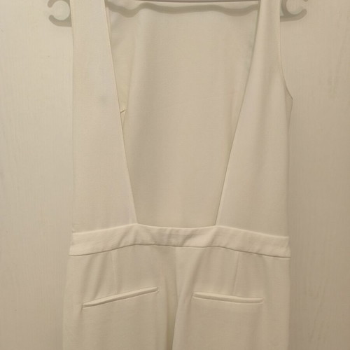 Zara white jumpsuit with open back, slim fit, pockets