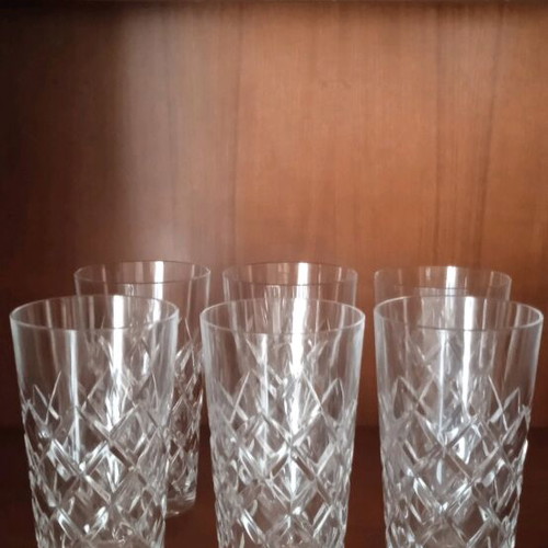 Crystal water glasses set of five like new, engraved